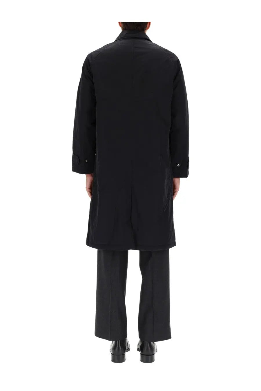 Sunflower men’s relaxed black trench coat with classic collar and buttoned cuffs for stylish outerwear