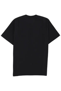 Black short-sleeved sunflower men’s shirt with simple crew neck design made of soft cotton material
