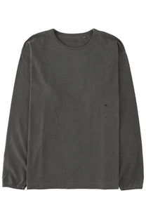 Dark gray long-sleeved crew neck t-shirt with subtle distressed details from sunflower men’s shirt maniche lunghe grey collection