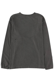 Dark gray sunflower men’s long-sleeved shirt with relaxed fit and subtle fabric texture front view