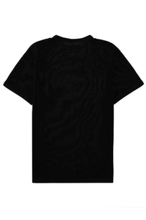 Black short-sleeved sunflower men’s shirt traforata with textured knit-like fabric front view