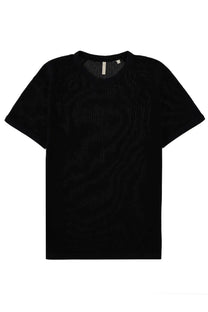 Sunflower men’s shirt Traforata black short-sleeved t-shirt with textured semi-transparent mesh fabric and ribbed neckline