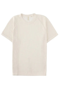 Cream-colored sunflower men’s shirt Traforata white with short sleeves breathable textured mesh fabric and crew neckline