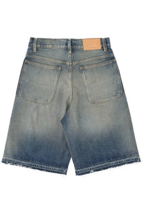 Distressed blue denim shorts with faded wash and frayed hem from Sunflower men’s shorts collection