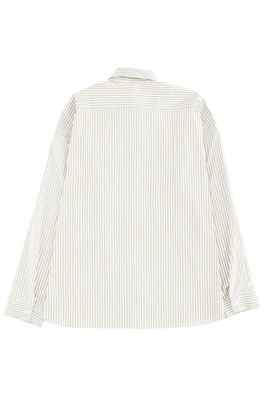 Sunflower men’s stable shirt white long-sleeved oversized button-up with off-white and light gray vertical stripes