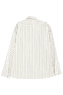 Sunflower men’s stable shirt white long-sleeved oversized button-up with off-white and light gray vertical stripes