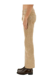 Beige straight-leg denim jeans with classic five-pocket design and subtle fading from sunflower men’s collection