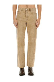 Sunflower men’s straight twist jeans beige tan denim with relaxed fit and classic five-pocket design front view