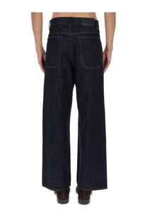 Dark indigo denim sunflowers men super wide jeans blue shown from the back with wide-leg cut and classic pockets