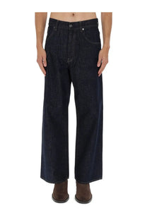 Dark indigo denim sunflower men’s super wide jeans with wide-leg cut and classic five-pocket design
