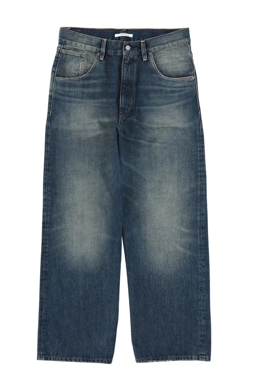 Sunflower men’s super wide jeans blue dark-wash denim with relaxed straight-leg cut and subtle fading for worn-in look