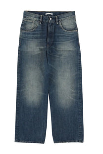 Sunflower men’s super wide jeans blue dark-wash denim with relaxed straight-leg cut and subtle fading for worn-in look