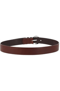 A sleek dark brown leather sunflower men’s tip end belt with a polished silver-toned buckle and prong closure