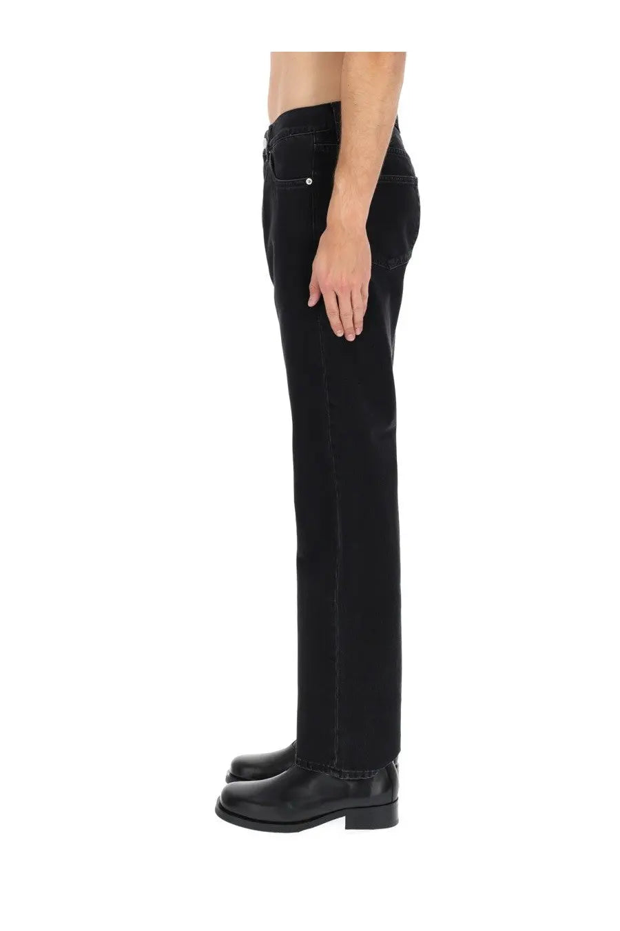 Black denim sunflower men’s wide twist jeans with a straight-leg cut and classic five-pocket design front view