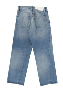 Back view of sunflower men’s wide twist jeans blue in light-wash denim with relaxed wide-leg cut and classic pockets