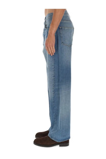 Light-wash denim sunflower men’s wide twist jeans in blue with a straight-leg cut and classic five-pocket design