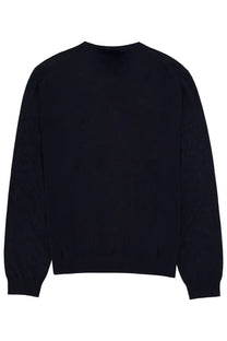 Black crewneck wool sweatshirt with ribbed cuffs and hem from sunflower mens blue collection