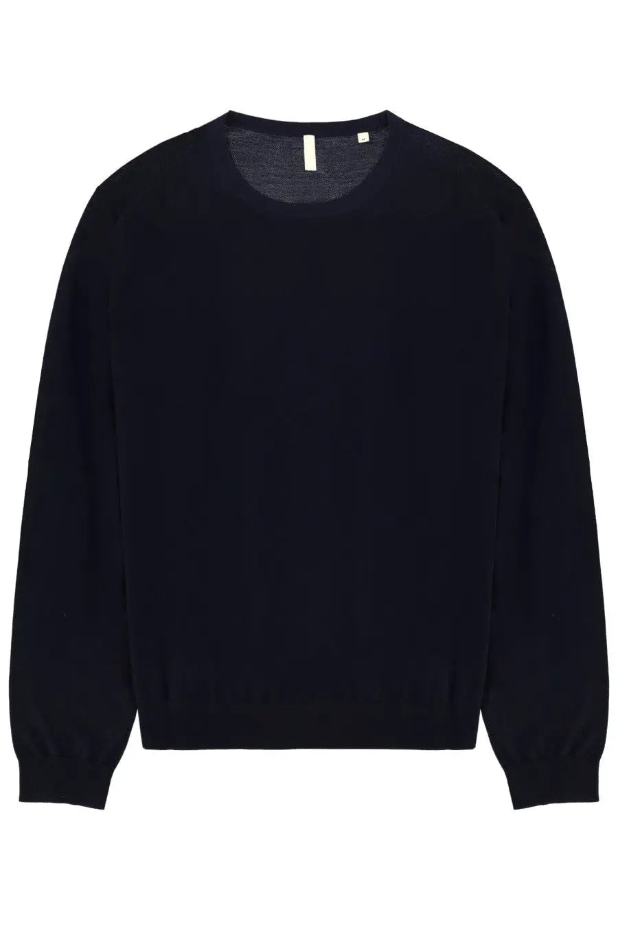 Black crewneck sweater with ribbed cuffs and hem made of soft knit fabric for men by sunflower wool sweatshirt blue
