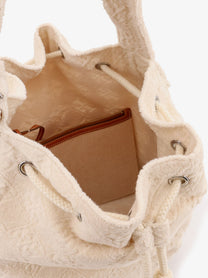 Tory Burch Women's Monogram Terry Canvas Bucket Bag White