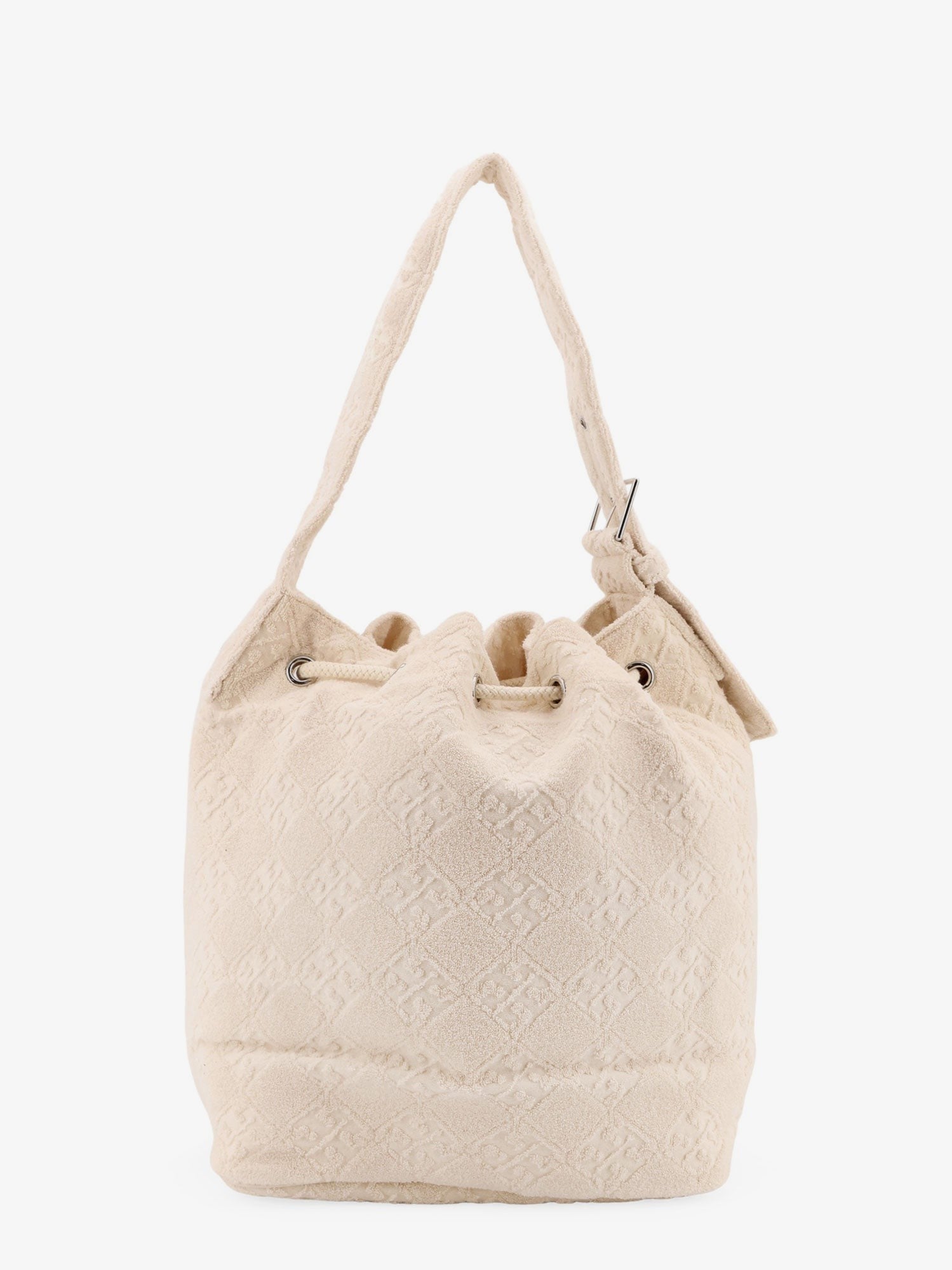 Tory Burch Women's Monogram Terry Canvas Bucket Bag White
