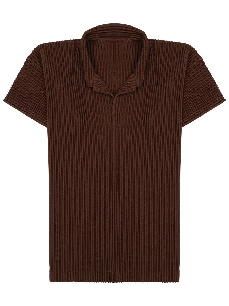 Homme Plisse Issey Miyake Men's Shirt Con Colletto Polo Brown