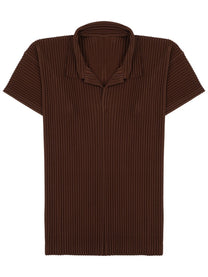 Homme Plisse Issey Miyake Men's Shirt Con Colletto Polo Brown