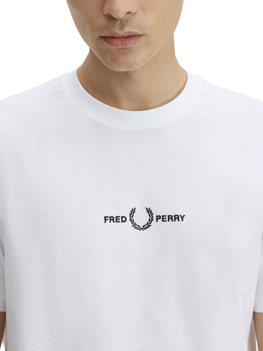 Fred Perry Men's Shirt Con Ricamato White