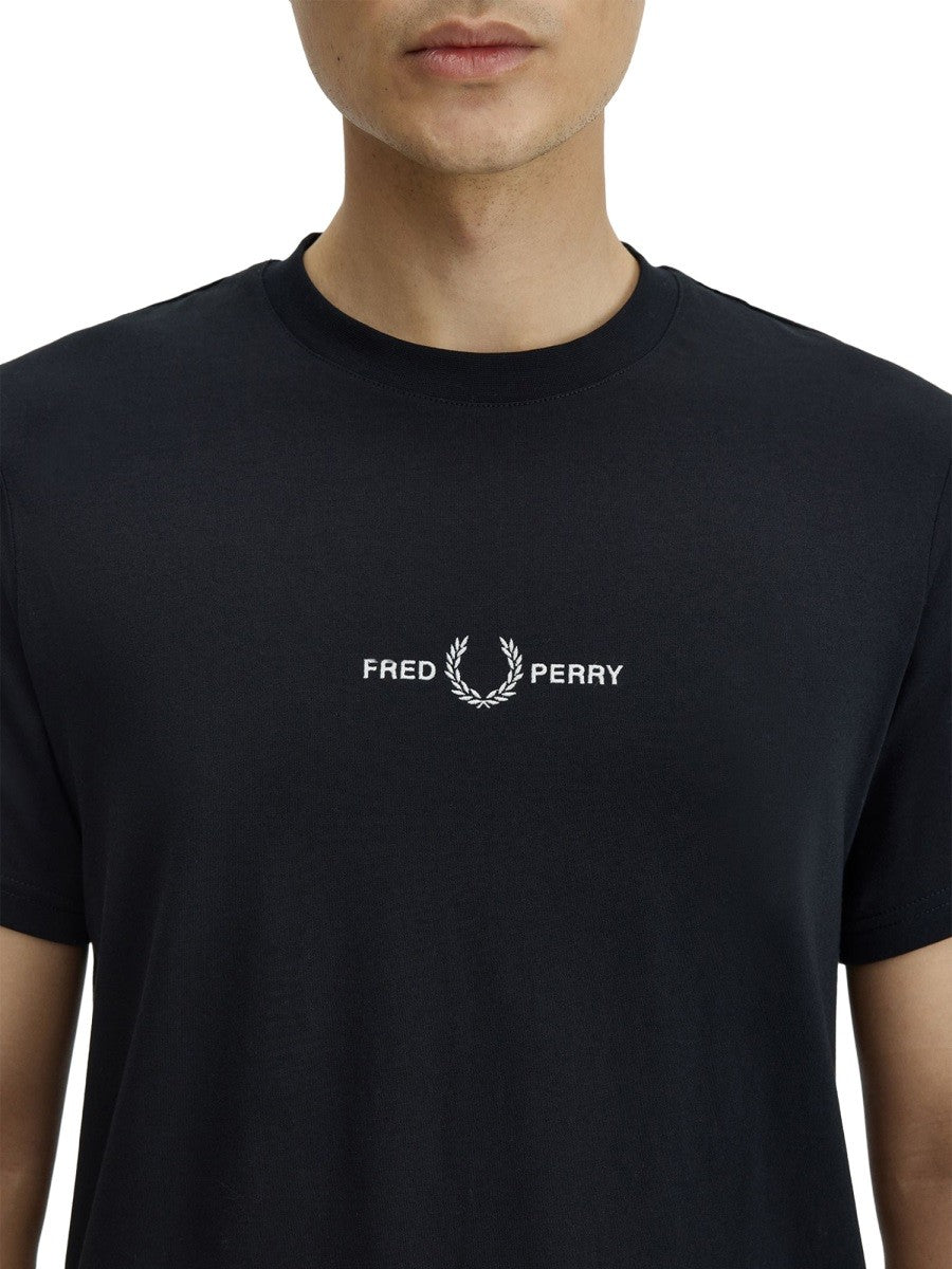 Fred Perry Men's Shirt Con Ricamato Black
