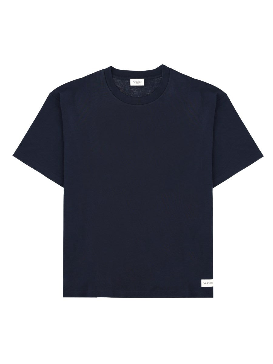 Saint Laurent Men's Shirt Con Patch Blue