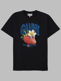 Ganni Women's Shirt Con Stampa Fragola Black