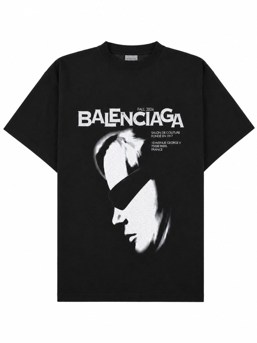 Balenciaga Men's Shirt Con Stampa Black