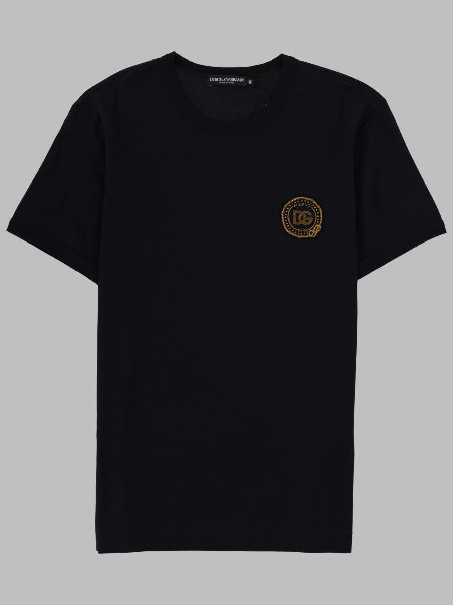 Dolce &amp; Gabbana Men's Shirt in Cotone Con Patch Black