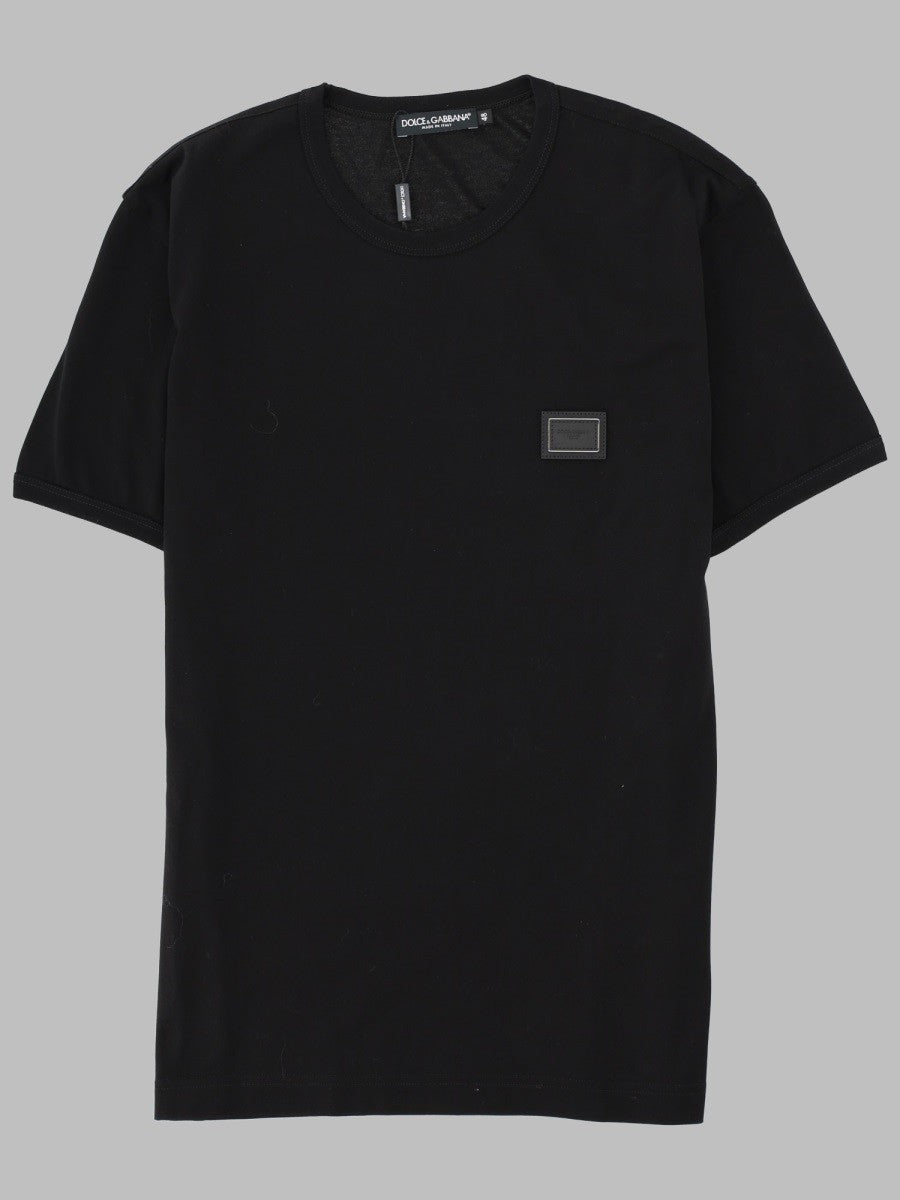 Dolce &amp; Gabbana Men's Shirt in Cotone Con Placca Black