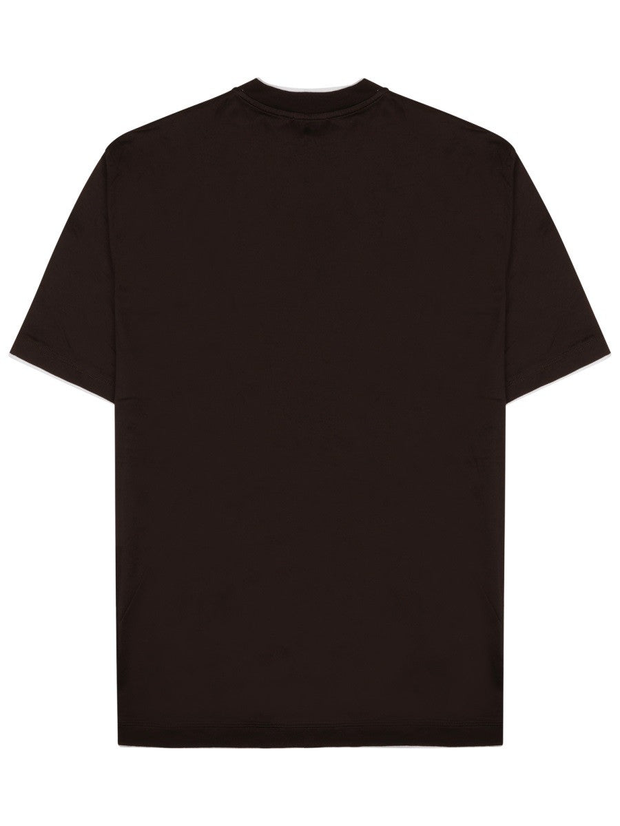 Paolo Pecora Milano Men's Shirt in Jersey DI Cotone Brown