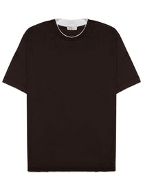Paolo Pecora Milano Men's Shirt in Jersey DI Cotone Brown