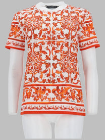 Dolce &amp; Gabbana Women's Shirt in Jersey Stampa Maiolica Orange