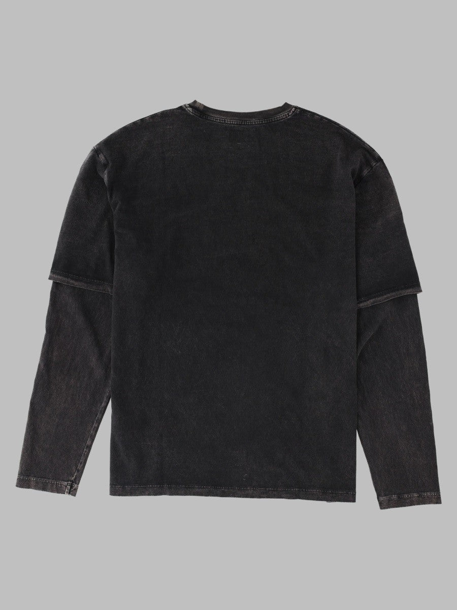 Amish Supplies Men's Shirt Layered Con Stampa Black