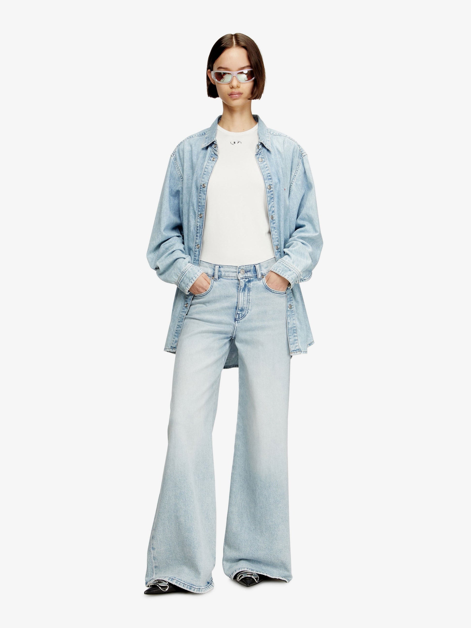Diesel Women's Uncutieslong OD Shirt White