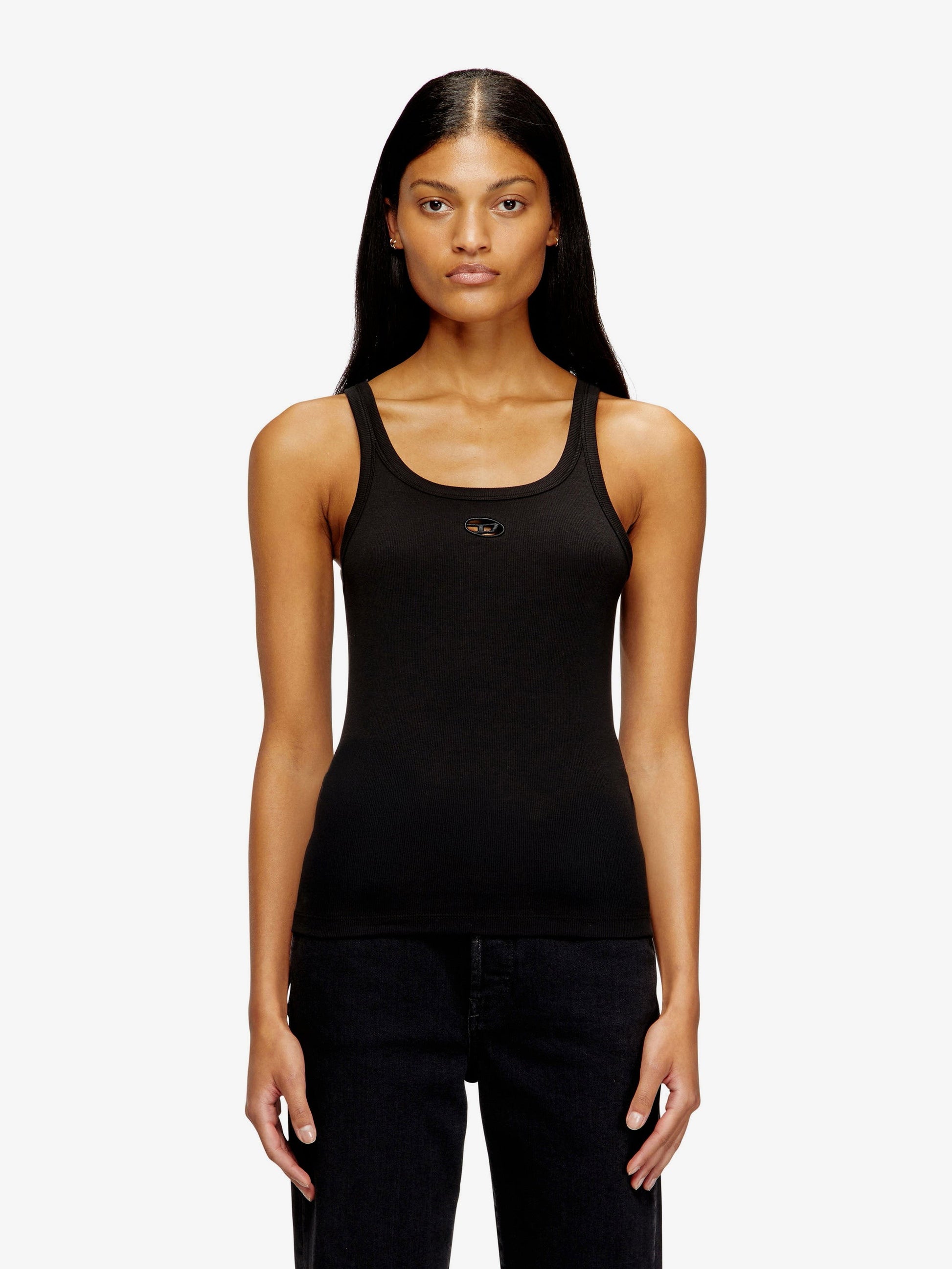 Diesel Women's Wife Od Ribbed Cotton Tank Top Black