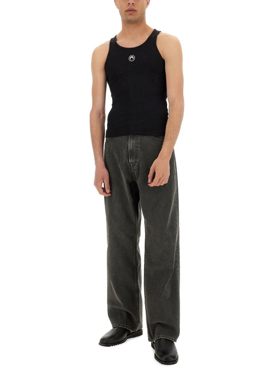 Marine Serre Men's Tank Top Costine Con Moon Black