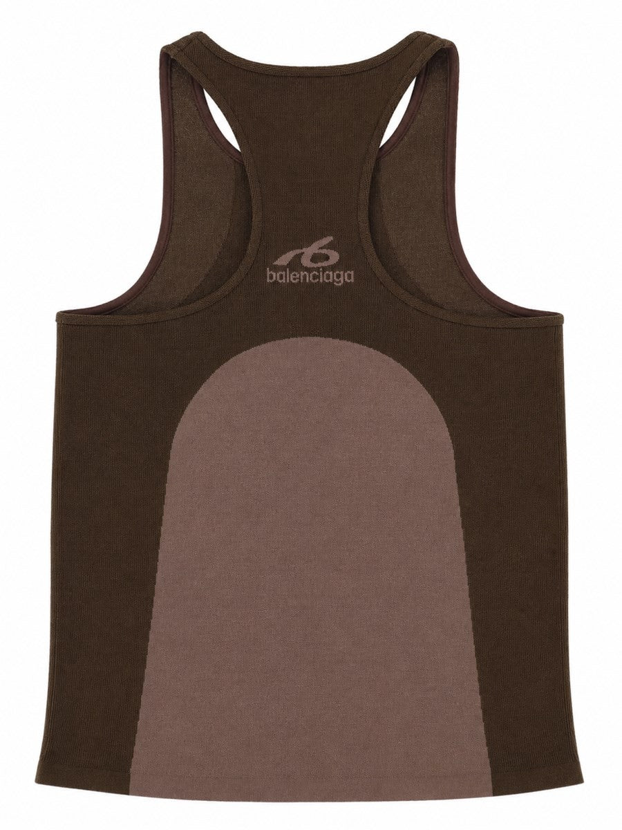 Balenciaga Women's Tank Top Senza Cuciture Techwear Brown