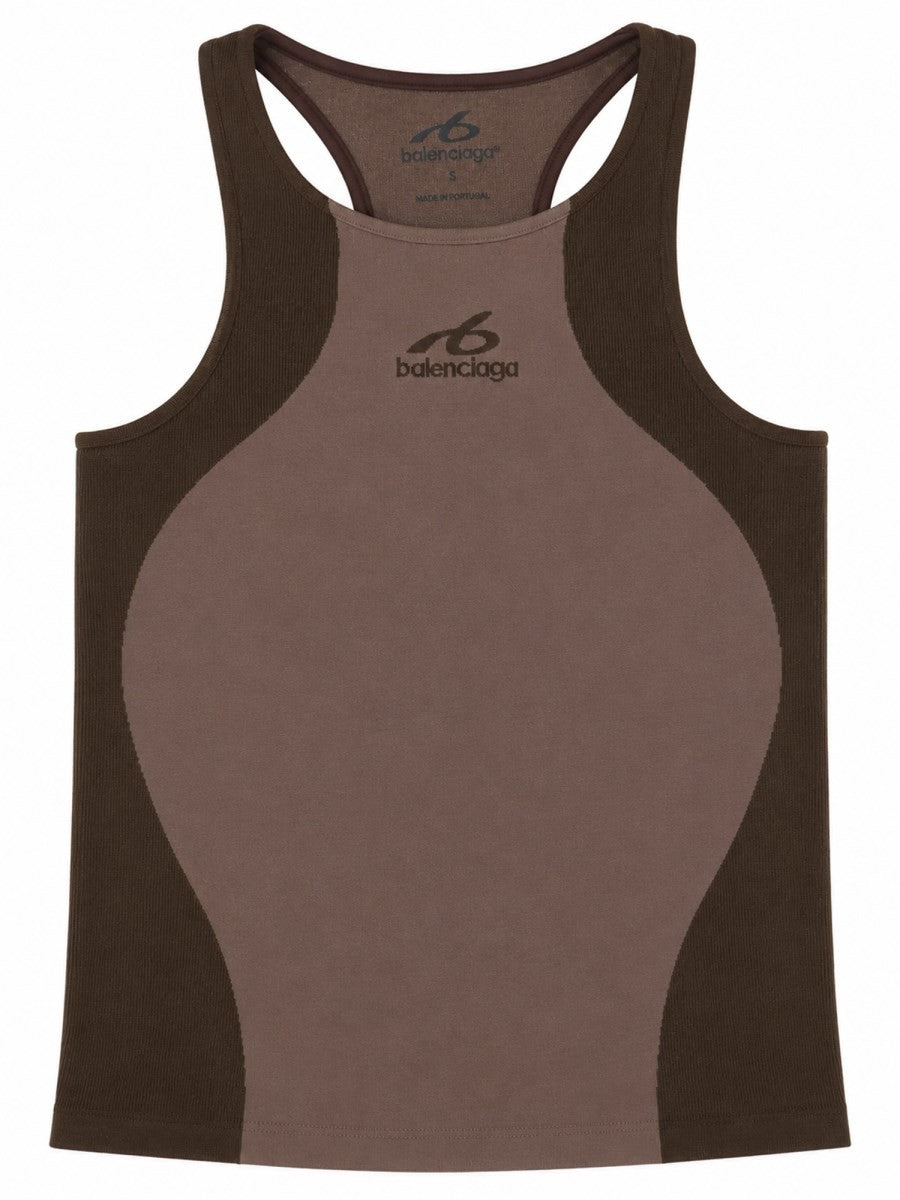 Balenciaga Women's Tank Top Senza Cuciture Techwear Brown