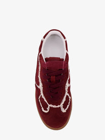 Alohas Women's Crochet Suede Sneakers Red