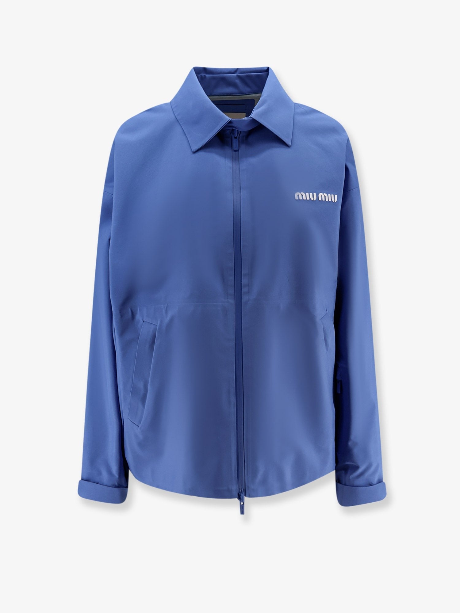 Miu Miu Women's Tech Canvas Windbreaker Blue