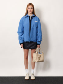 Miu Miu Women's Tech Canvas Windbreaker Blue