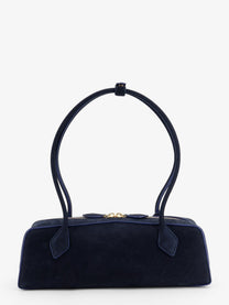 ALAÏA Women's Teckel Medium Suede Shoulder Bag Blue, view 2