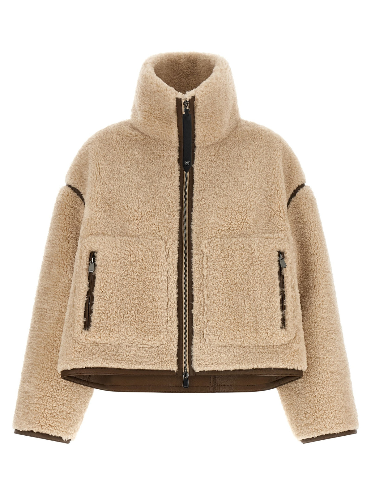 Pinko Teddy Cropped Jacket Beige