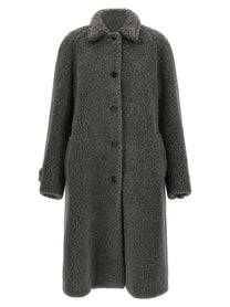 Miu Miu Teddy Nylon Hooded Coat Grey
