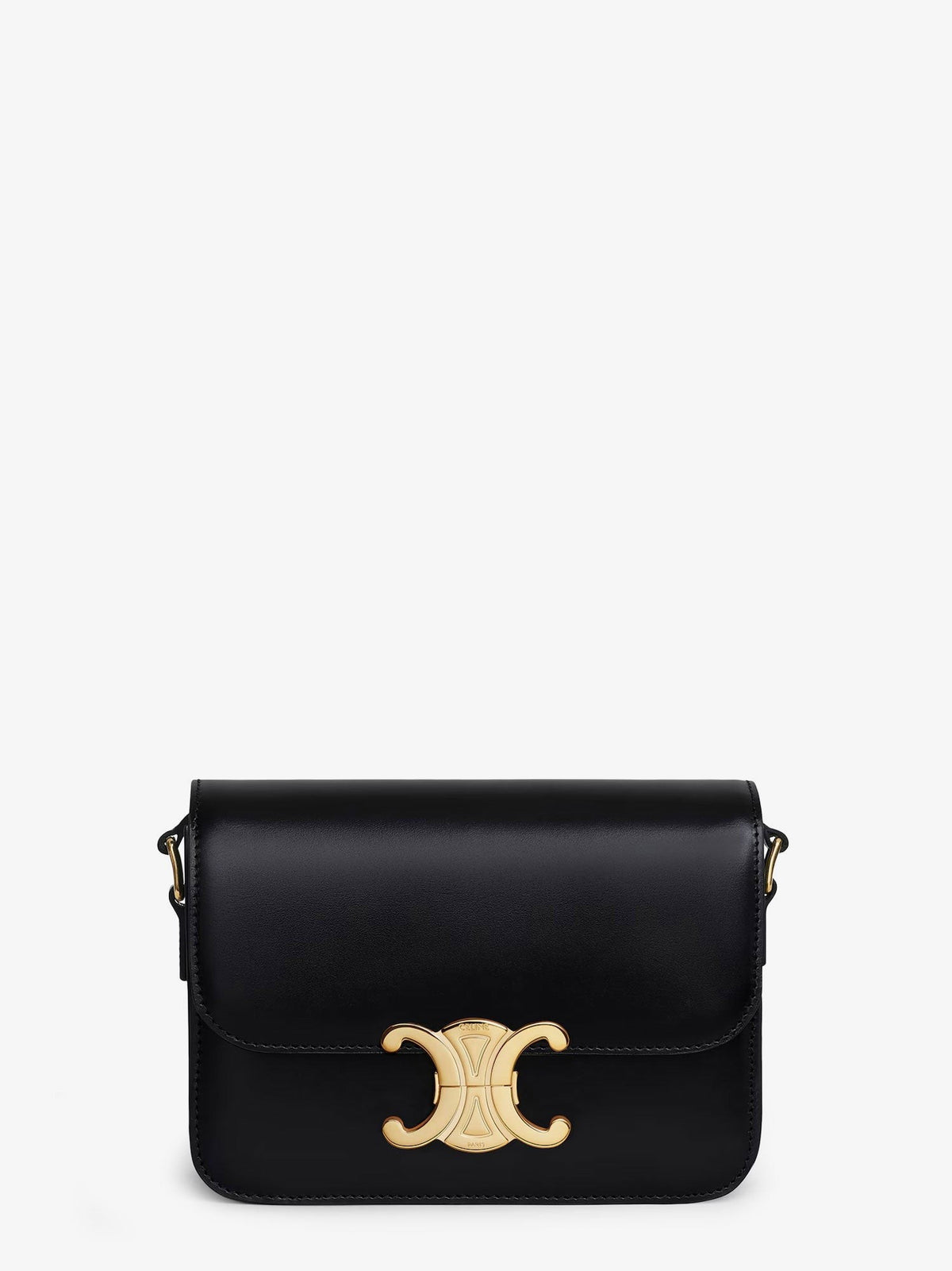 Celine Women's Teen Triomphe Leather Crossbody Bag Black