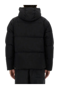 Ten c men’s down jacket in artic black with quilted design and hood made from insulated puffer material